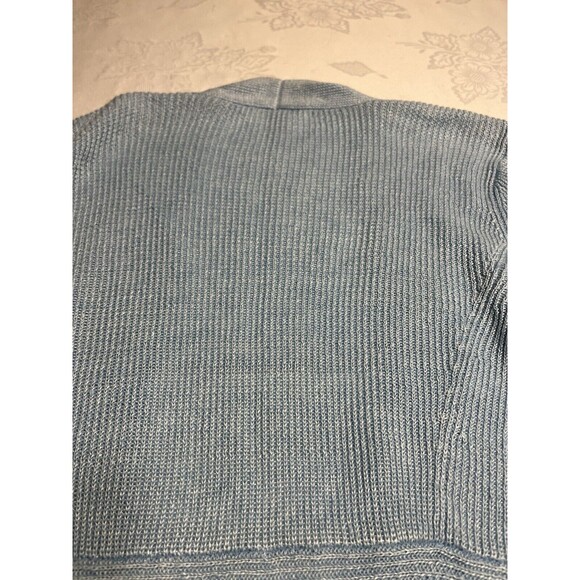 Eileen Fisher Linen Light Blue Open Front Asymmetrical Cardigan Sweater Sz PS - Picture 7 of 13